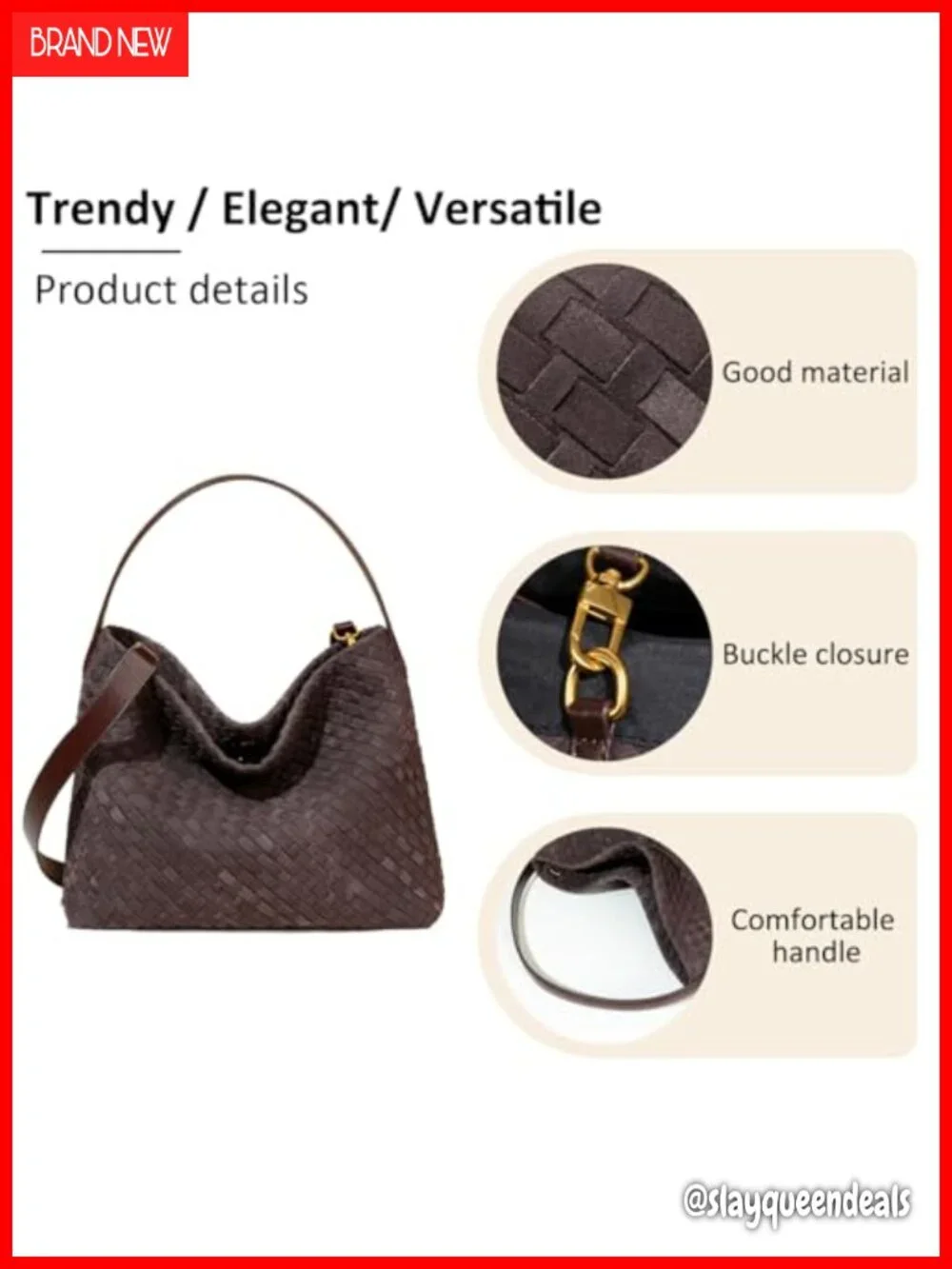 Women's Braided Faux Suede Tote Bag Trendy Crescent Shoulder Hobo Purse